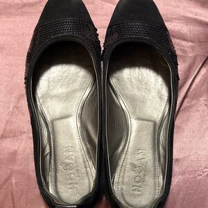 Hogan Women's Black Textured Flats